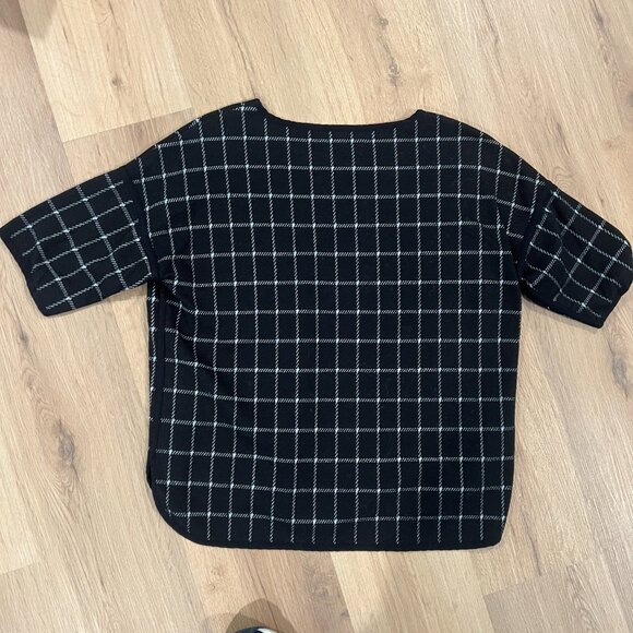 Sanctuary Black White Stripe Squares Short Sleeve Top Tee T-Shirt Blouse Small - Picture 5 of 5